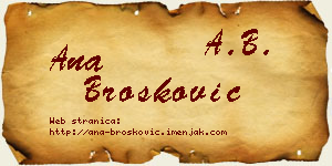 Ana Brošković vizit kartica